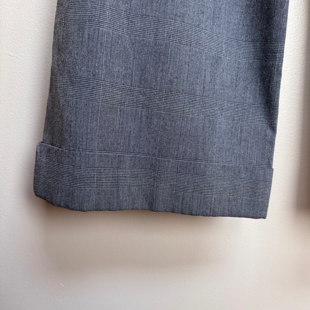 Banana Republic Womens Jackson Fit Gray Glen Plaid Wide Leg Cuff Dress Pants 12 - Picture 4 of 8